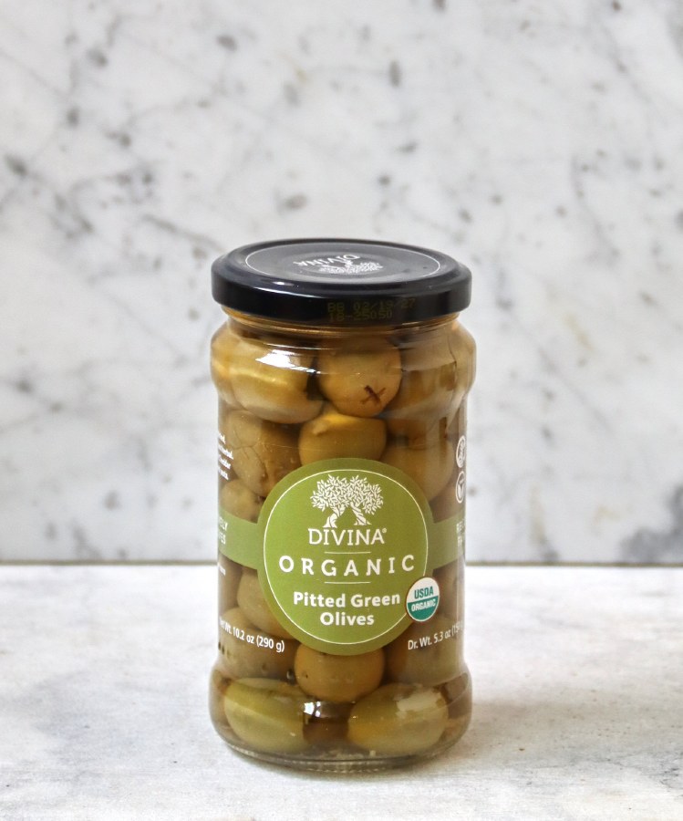 Divina Organic Pitted Green Olives, 6oz - DeLAURENTI